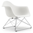 Eames Plastic Armchair RE LAR, White non-RE, Without upholstery, Chrome-plated
