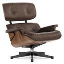 Lounge Chair, Walnut with black pigmentation, Leather Premium brown, 89 cm, Aluminium polished, sides black