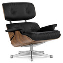 Lounge Chair, Walnut with black pigmentation, Leather Premium F nero, 84 cm - Original height 1956, Aluminium polished