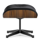 Lounge Chair Ottoman, Walnut with black pigmentation, Leather Premium F nero, Aluminium polished, sides black