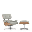 Lounge Chair & Ottoman - Beauty Versions, Walnut with white pigmentation, Clay, 89 cm, Aluminium polished
