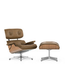 Lounge Chair & Ottoman - Beauty Versions, Walnut with white pigmentation, Olive, 89 cm, Aluminium polished