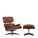 Lounge Chair & Ottoman - Beauty Versions, Santos Palisander, Brandy, 89 cm, Aluminium polished, sides black