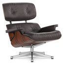 Lounge Chair, Santos Palisander, Leather Premium F chocolate, 84 cm - Original height 1956, Aluminium polished