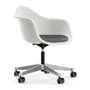 Eames Plastic Armchair PACC, White, With seat upholstery, Nero / ivory
