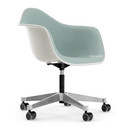 Eames Plastic Armchair RE PACC, White, With full upholstery, Ice blue / ivory