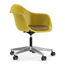 Eames Plastic Armchair PACC, Mustard, With seat upholstery, Mustard / dark grey