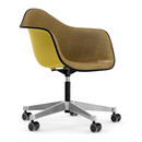 Eames Plastic Armchair RE PACC, Mustard RE, With full upholstery, Mustard / dark grey