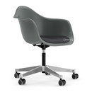 Eames Plastic Armchair RE PACC, Granite grey RE, With seat upholstery, Dark grey