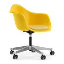 Eames Plastic Armchair PACC, Sunlight, With seat upholstery, Yellow / ivory
