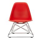 Eames Plastic Side Chair RE LSR, Poppy red, Without upholstery, Polished chrome