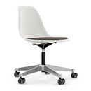 Eames Plastic Side Chair PSCC, White, With seat upholstery, Warm grey / moor brown