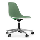 Eames Plastic Side Chair RE PSCC, Green, With full upholstery, Green / ivory