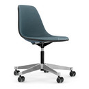 Eames Plastic Side Chair PSCC, Sea blue, With full upholstery, Ice blue / moor brown