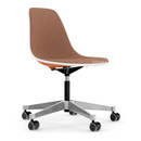 Eames Plastic Side Chair PSCC, Rusty orange, With full upholstery, Cognac / ivory