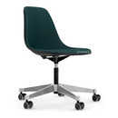 Eames Plastic Side Chair PSCC, Deep black, With full upholstery, Petrol / moor brown