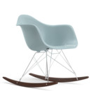 Eames Plastic Armchair RE RAR, Ice grey, Chrome-plated, Dark maple