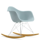 Eames Plastic Armchair RE RAR, Ice grey, Chrome-plated, Yellowish maple