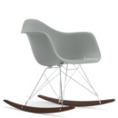 Eames Plastic Armchair RE RAR, Light grey, Chrome-plated, Dark maple