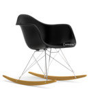 Eames Plastic Armchair RE RAR, Deep black, Chrome-plated, Yellowish maple