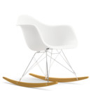 Eames Plastic Armchair RE RAR, White non-RE, Chrome-plated, Yellowish maple