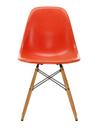 Eames Fiberglass Chair DSW, Eames red orange, Yellowish maple
