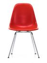 Eames Fiberglass Chair DSX, Eames classic red, Polished chrome
