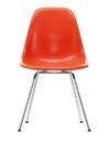 Eames Fiberglass Chair DSX, Eames red orange, Polished chrome