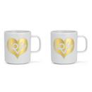 Girard Coffee Mugs, Love Heart, gold, Set of 2