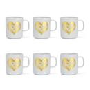 Girard Coffee Mugs, Love Heart, gold, Set of 6