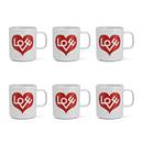 Girard Coffee Mugs, Love Heart, red, Set of 6