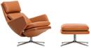 Grand Relax, With Ottoman, Leather cognac, Polished, 46,5 cm
