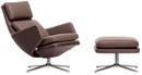 Grand Relax, With Ottoman, Leather chestnut, Polished, 46,5 cm