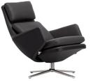 Grand Relax, Without Ottoman, Leather nero, Polished, 46,5 cm
