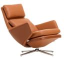 Grand Relax, Without Ottoman, Leather cognac, Polished, 41,5 cm