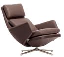 Grand Relax, Without Ottoman, Leather chestnut, Polished, 41,5 cm