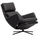 Grand Relax, Without Ottoman, Leather nero, Basic dark, 41,5 cm