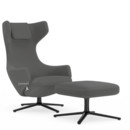 Grand Repos, Chair Grand Repos & Ottoman, Fabric Cosy 2 Classic Grey, 46 cm, Basic dark