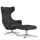 Details Vitra Grand Repos Grand Repos, Chair Grand Repos & Ottoman, Fabric Dumet carbon/black, 41 cm, Polished