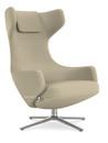 Grand Repos, Chair Grand Repos, Fabric Dumet beige melange, 46 cm, Polished