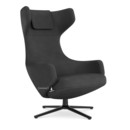 Grand Repos, Chair Grand Repos, Fabric Dumet carbon/black, 46 cm, Basic dark