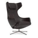 Grand Repos, Chair Grand Repos, Leather premium chocolate, 46 cm, Polished