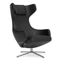 Grand Repos, Chair Grand Repos, Leather Premiun nero, 46 cm, Polished