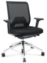 ID Mesh, FlowMotion-with tilt mechanism, with seat depth adjustment, With 2D armrests, 5 star foot, polished aluminium, Basic dark, Plano seat cover, diamond mesh back, Nero