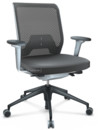 ID Mesh, FlowMotion-without tilt mechanism, without seat depth adjustment, With 3D-armrests, 5 star foot , basic dark plastic, Soft grey, Silk mesh seat cover, diamond mesh back, Asphalt