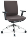 ID Soft, FlowMotion-without tilt mechanism, without seat depth adjustment, With 3D-armrests, 5 star foot, polished aluminium, Basic dark, Silk mesh seat and back, Brown
