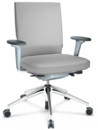 ID Soft, FlowMotion-with tilt mechanism, with seat depth adjustment, With 3D-armrests, 5 star foot, polished aluminium, Soft grey, Silk mesh seat and back, Soft grey