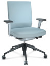 ID Soft, FlowMotion-with tilt mechanism, with seat depth adjustment, With 3D-armrests, 5 star foot , basic dark plastic, Soft grey, Silk mesh seat and back, Ice grey