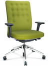 ID Trim, Without lumbar support, FlowMotion-without tilt mechanism, without seat depth adjustment, With 2D armrests, 5 star foot, polished aluminium, Seat and back Plano, Avocado