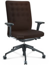 ID Trim, With lumbar support, FlowMotion-with tilt mechanism, with seat depth adjustment, With 2D armrests, 5 star foot , basic dark plastic, Seat and back Plano, Brown